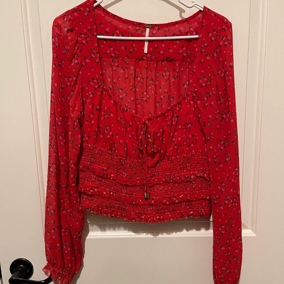 Red Free People Lolita Top Large - Picture 3 of 3